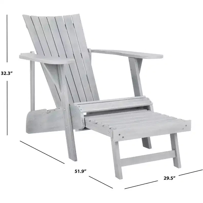 Poltrona Adirondack Merlin con poggiapiedi a scomparsa da interno/esterno - PAT6760 - Safavieh