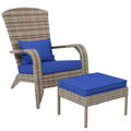 Outsunny Wicker Adirondack Chair w/ Ottoman Fire Pit Chair w/ Cushion