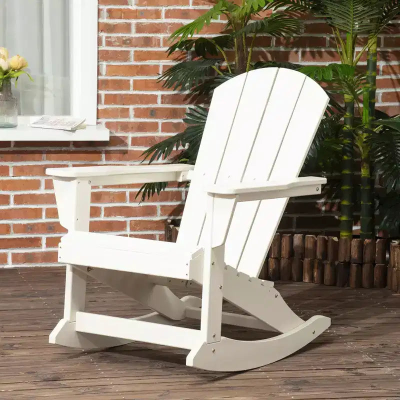 Outsunny Sedia a Dondolo da Esterno, Sedia a Dondolo da Portico Adirondack in HDPE per Giardino, Patio