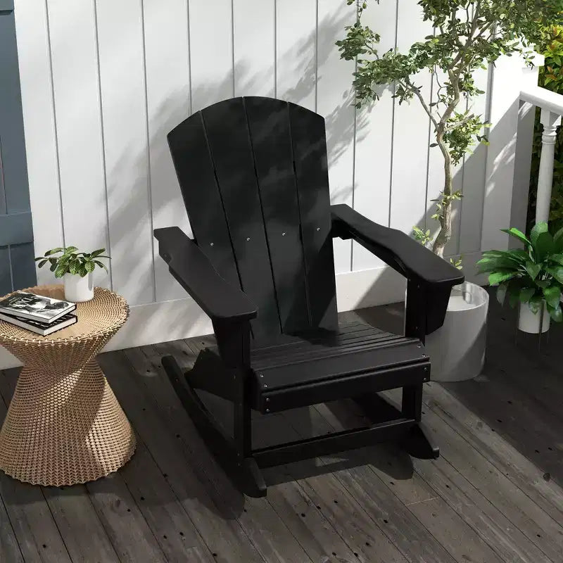 Outsunny Sedia a Dondolo da Esterno, Sedia a Dondolo da Portico Adirondack in HDPE per Giardino, Patio