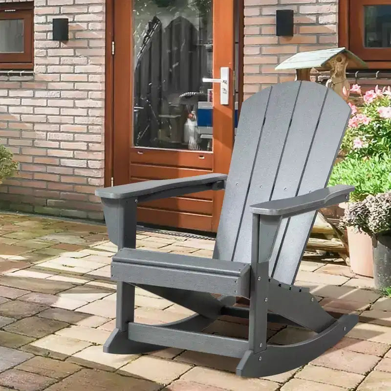 Outsunny Sedia a Dondolo da Esterno, Sedia a Dondolo da Portico Adirondack in HDPE per Giardino, Patio
