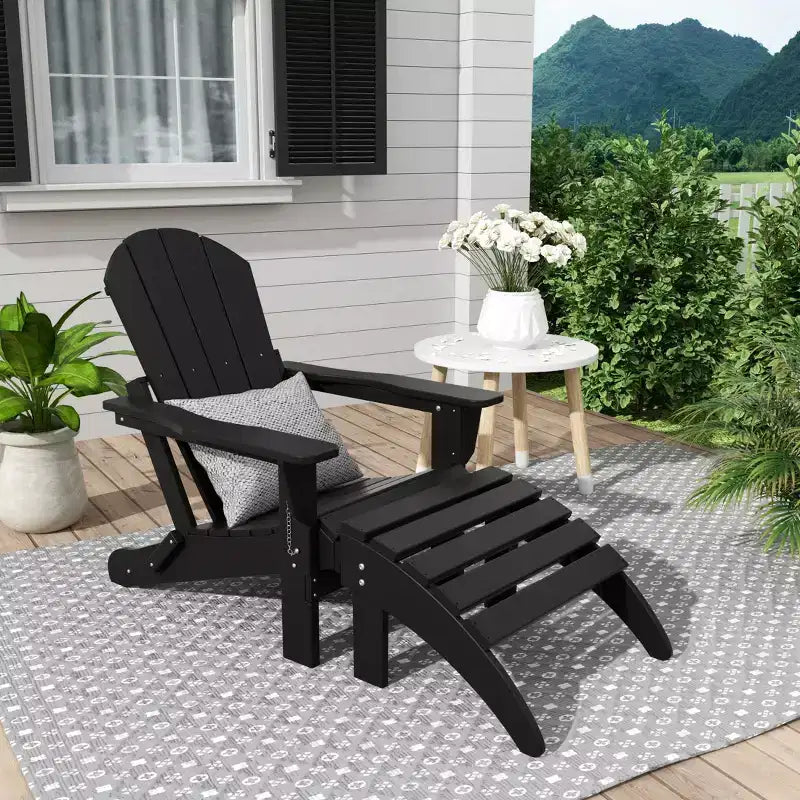WestinTrends Malibu Sedia Adirondack Pieghevole da Esterno in HDPE con Pouf (Set da 2 Pezzi)