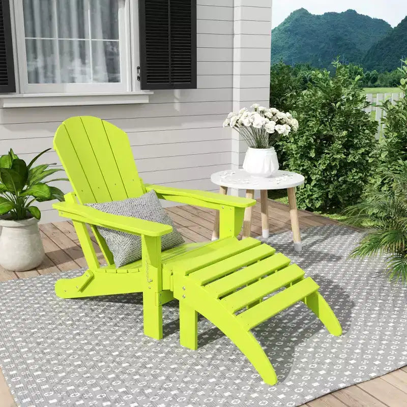 WestinTrends Malibu Sedia Adirondack Pieghevole da Esterno in HDPE con Pouf (Set da 2 Pezzi)