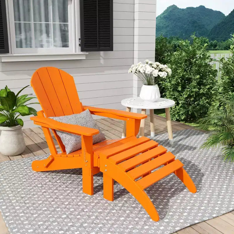 WestinTrends Malibu Sedia Adirondack Pieghevole da Esterno in HDPE con Pouf (Set da 2 Pezzi)