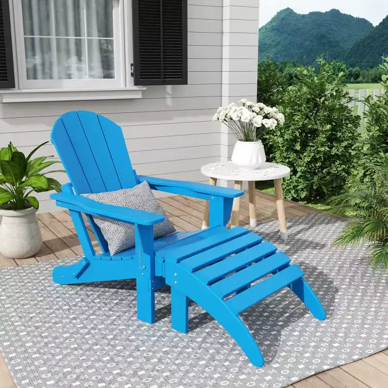WestinTrends Malibu Sedia Adirondack Pieghevole da Esterno in HDPE con Pouf (Set da 2 Pezzi)