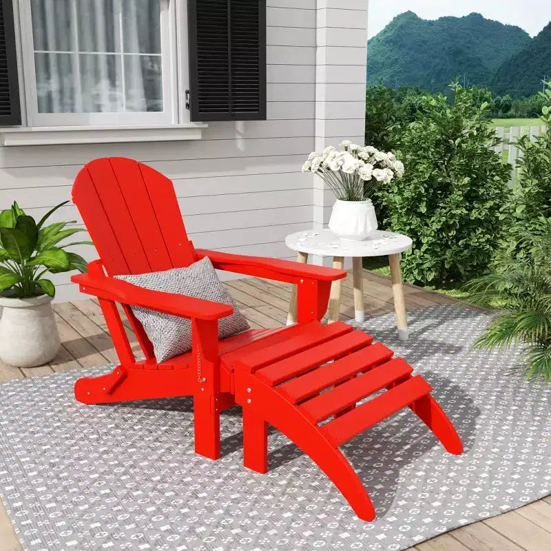 WestinTrends Malibu Sedia Adirondack Pieghevole da Esterno in HDPE con Pouf (Set da 2 Pezzi)