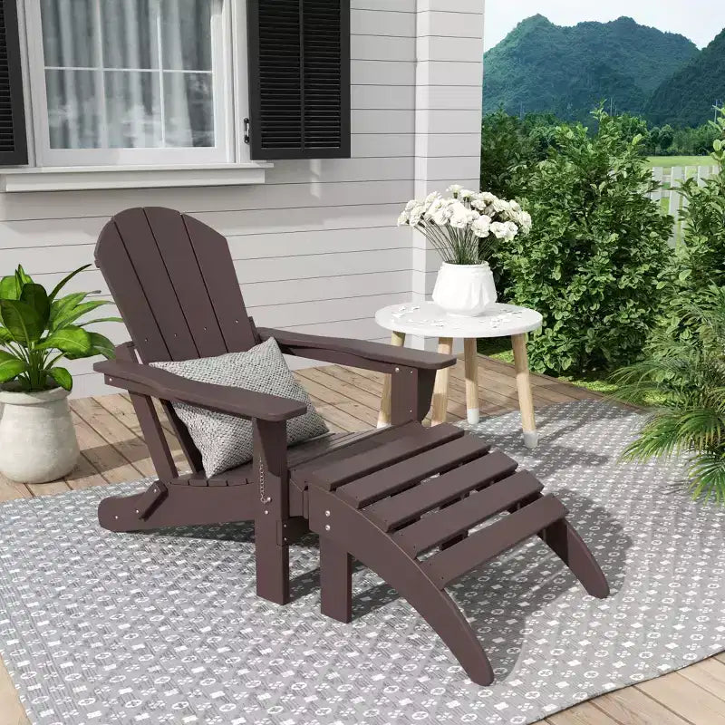 WestinTrends Malibu Sedia Adirondack Pieghevole da Esterno in HDPE con Pouf (Set da 2 Pezzi)