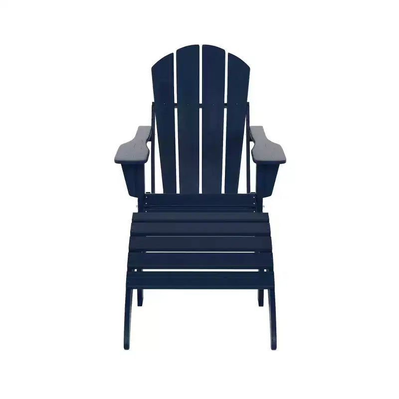 WestinTrends Malibu HDPE Outdoor Patio Folding Poly Adirondack Chair with Ottoman (2-Piece Set)