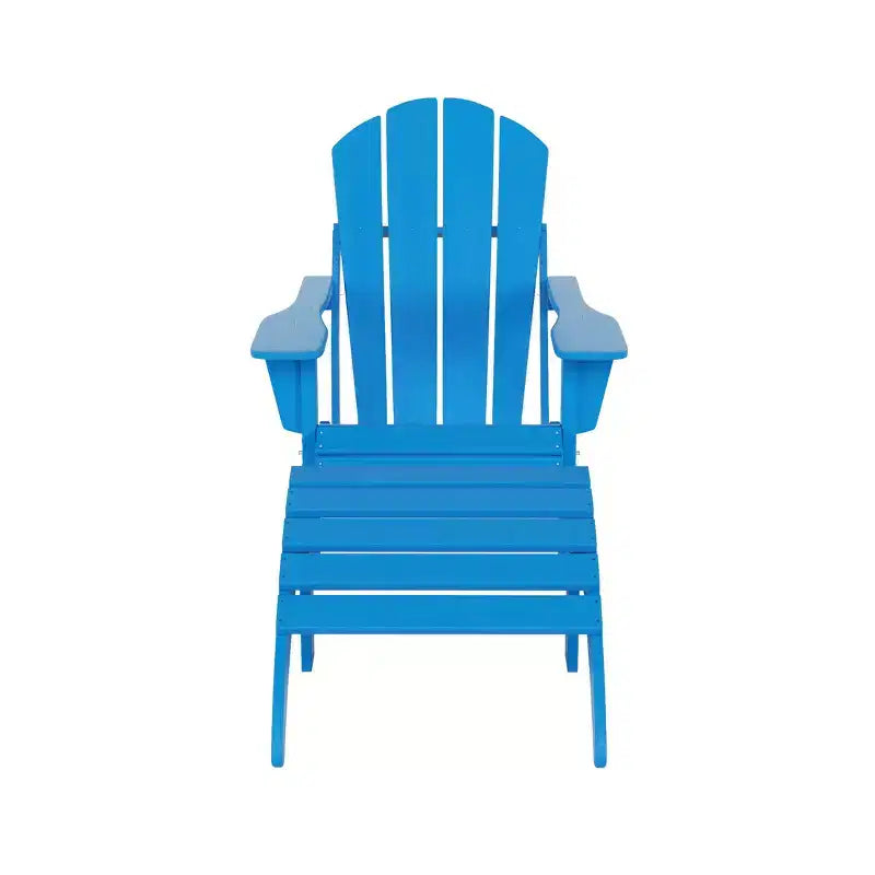 WestinTrends Malibu Sedia Adirondack Pieghevole da Esterno in HDPE con Pouf (Set da 2 Pezzi)