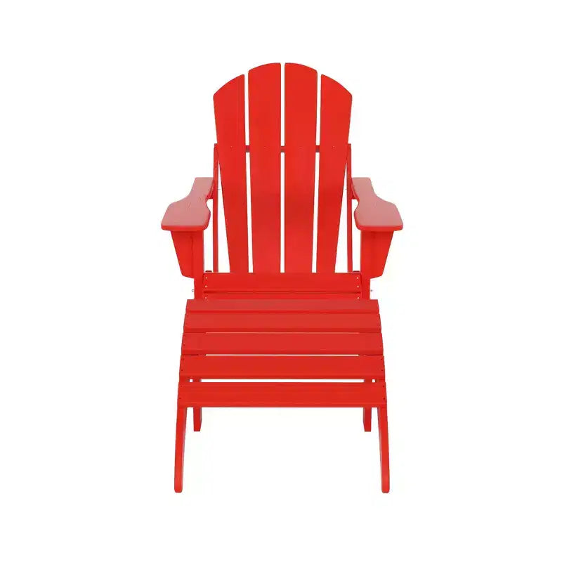 WestinTrends Malibu Sedia Adirondack Pieghevole da Esterno in HDPE con Pouf (Set da 2 Pezzi)