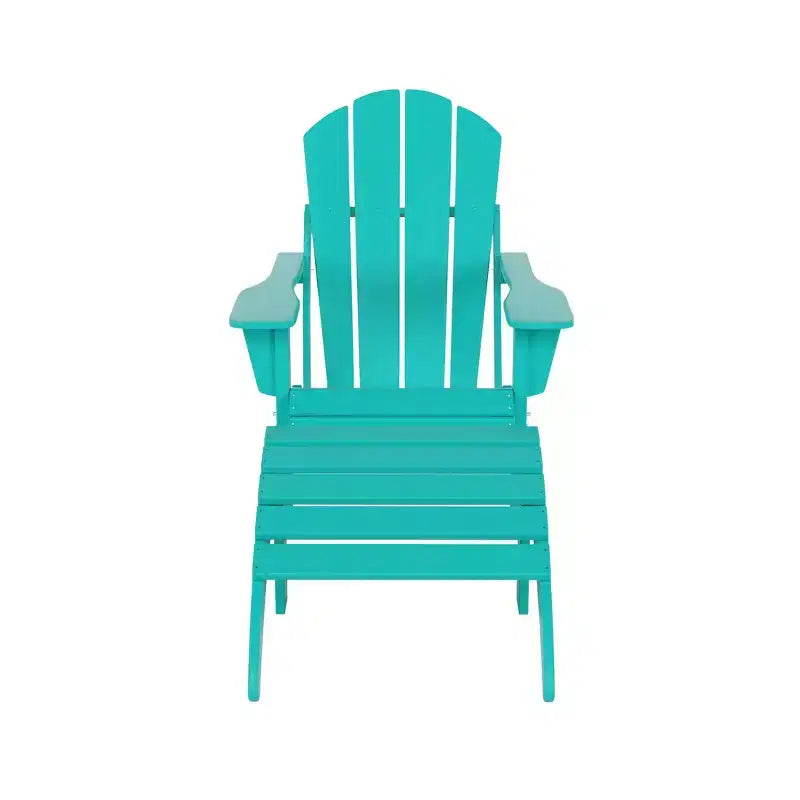 WestinTrends Malibu Sedia Adirondack Pieghevole da Esterno in HDPE con Pouf (Set da 2 Pezzi)