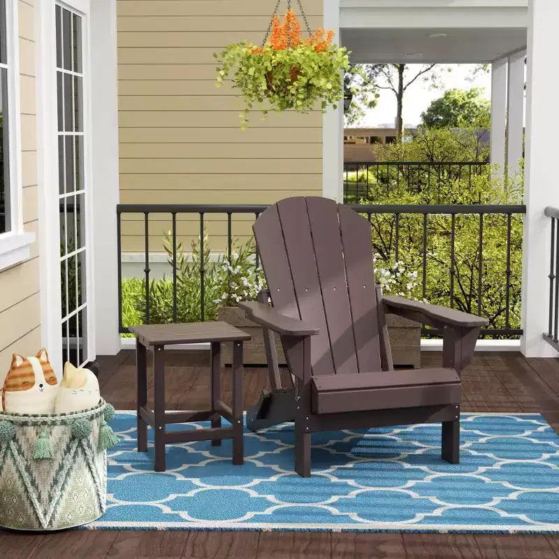 WestinTrends Malibu Set Sedia Adirondack Pieghevole da Esterno in HDPE con Tavolino (Set da 2 Pezzi)