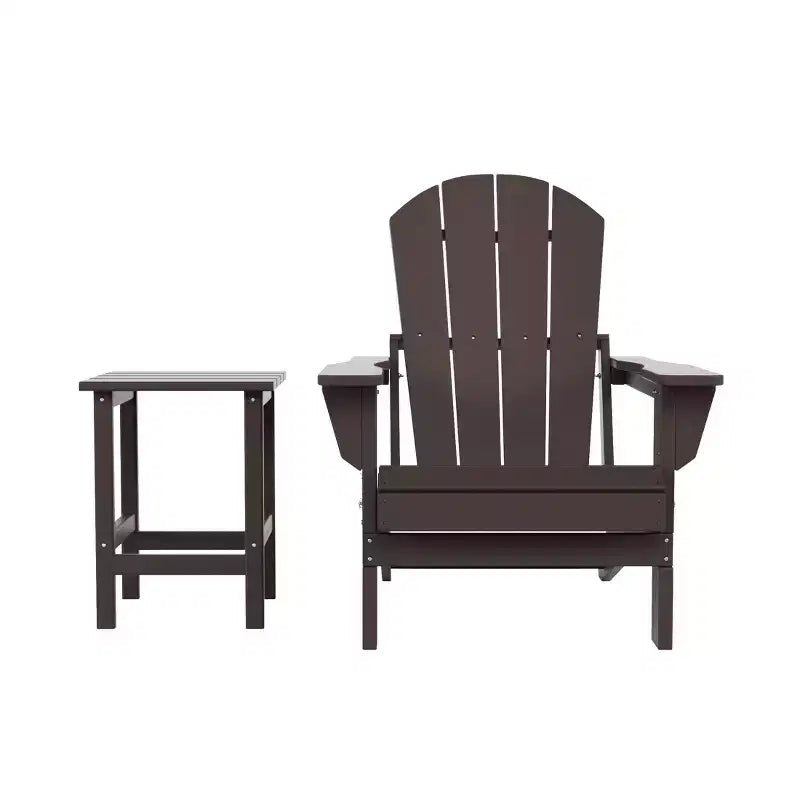 WestinTrends Malibu Set Sedia Adirondack Pieghevole da Esterno in HDPE con Tavolino (Set da 2 Pezzi)