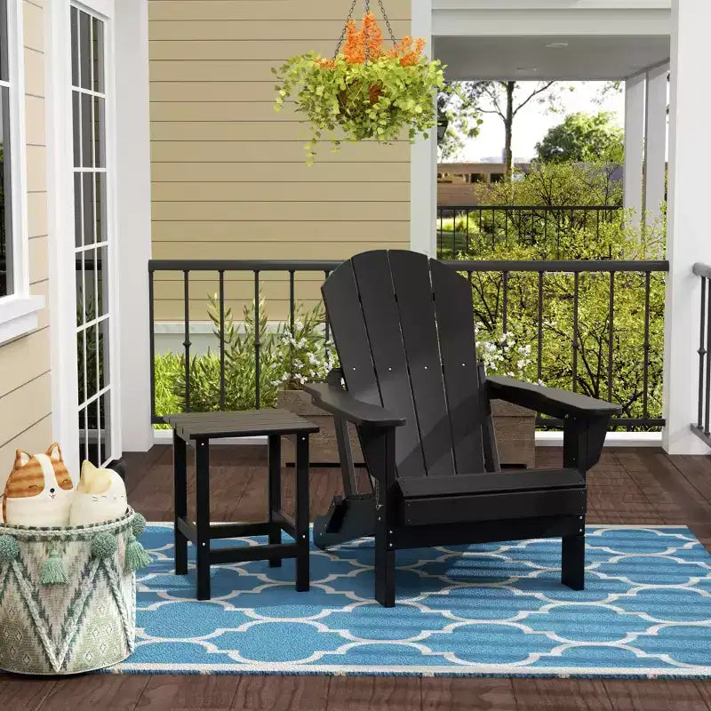 WestinTrends Malibu Set Sedia Adirondack Pieghevole da Esterno in HDPE con Tavolino (Set da 2 Pezzi)