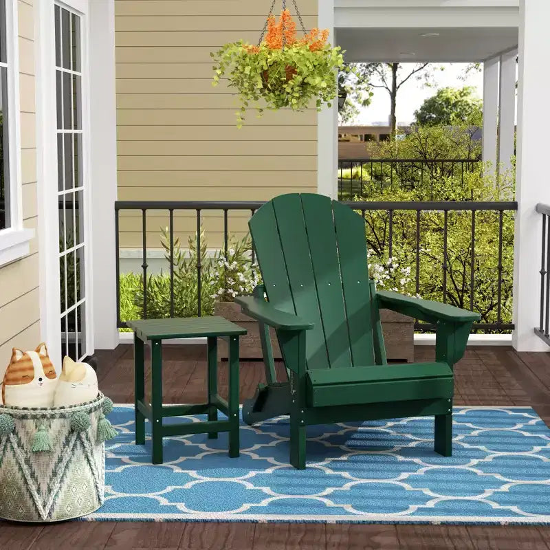 WestinTrends Malibu Set Sedia Adirondack Pieghevole da Esterno in HDPE con Tavolino (Set da 2 Pezzi)