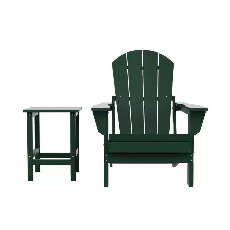 WestinTrends Malibu Set Sedia Adirondack Pieghevole da Esterno in HDPE con Tavolino (Set da 2 Pezzi)