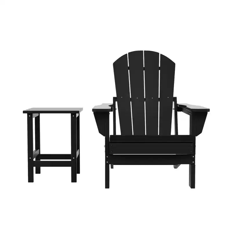 WestinTrends Malibu Set Sedia Adirondack Pieghevole da Esterno in HDPE con Tavolino (Set da 2 Pezzi)