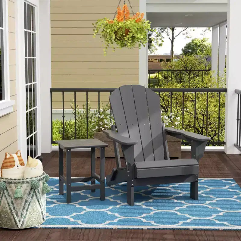 WestinTrends Malibu Set Sedia Adirondack Pieghevole da Esterno in HDPE con Tavolino (Set da 2 Pezzi)