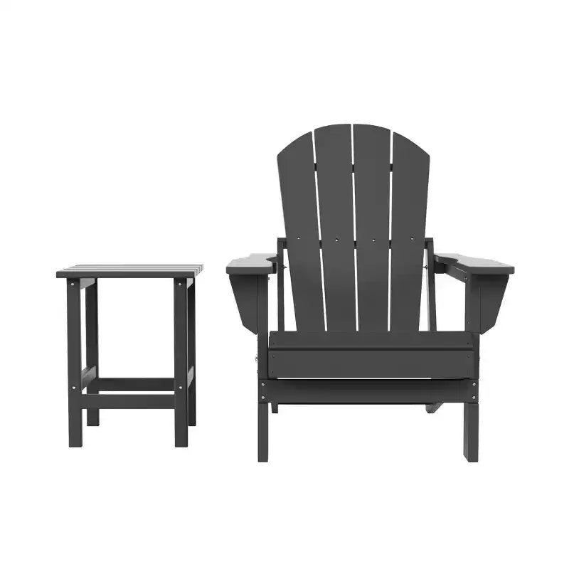WestinTrends Malibu Set Sedia Adirondack Pieghevole da Esterno in HDPE con Tavolino (Set da 2 Pezzi)