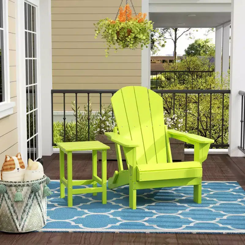 WestinTrends Malibu Set Sedia Adirondack Pieghevole da Esterno in HDPE con Tavolino (Set da 2 Pezzi)