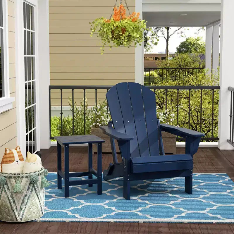 WestinTrends Malibu Set Sedia Adirondack Pieghevole da Esterno in HDPE con Tavolino (Set da 2 Pezzi)