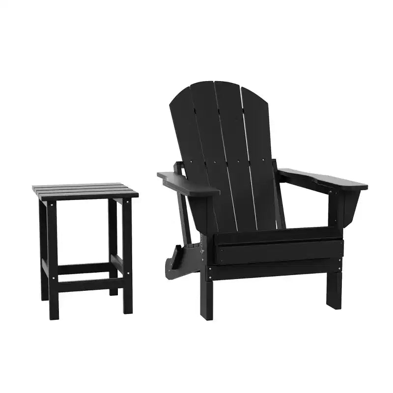 WestinTrends Malibu Set Sedia Adirondack Pieghevole da Esterno in HDPE con Tavolino (Set da 2 Pezzi)