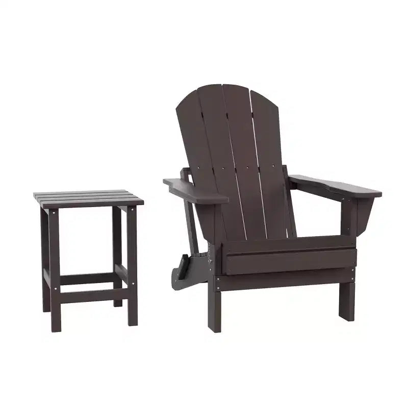 WestinTrends Malibu Set Sedia Adirondack Pieghevole da Esterno in HDPE con Tavolino (Set da 2 Pezzi)