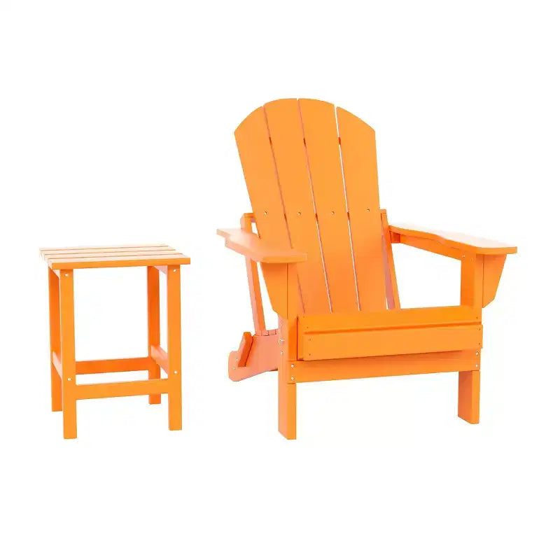 WestinTrends Malibu Set Sedia Adirondack Pieghevole da Esterno in HDPE con Tavolino (Set da 2 Pezzi)