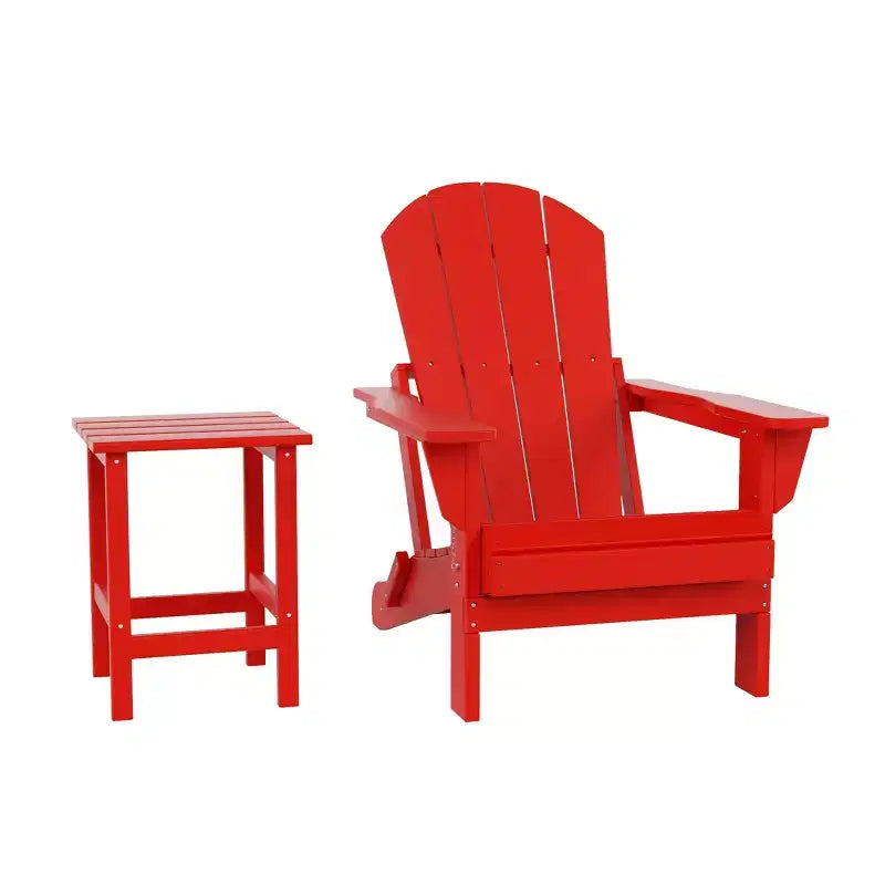 WestinTrends Malibu Set Sedia Adirondack Pieghevole da Esterno in HDPE con Tavolino (Set da 2 Pezzi)