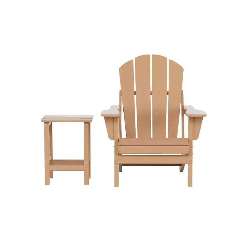 WestinTrends Malibu Set Sedia Adirondack Pieghevole da Esterno in HDPE con Tavolino (Set da 2 Pezzi)