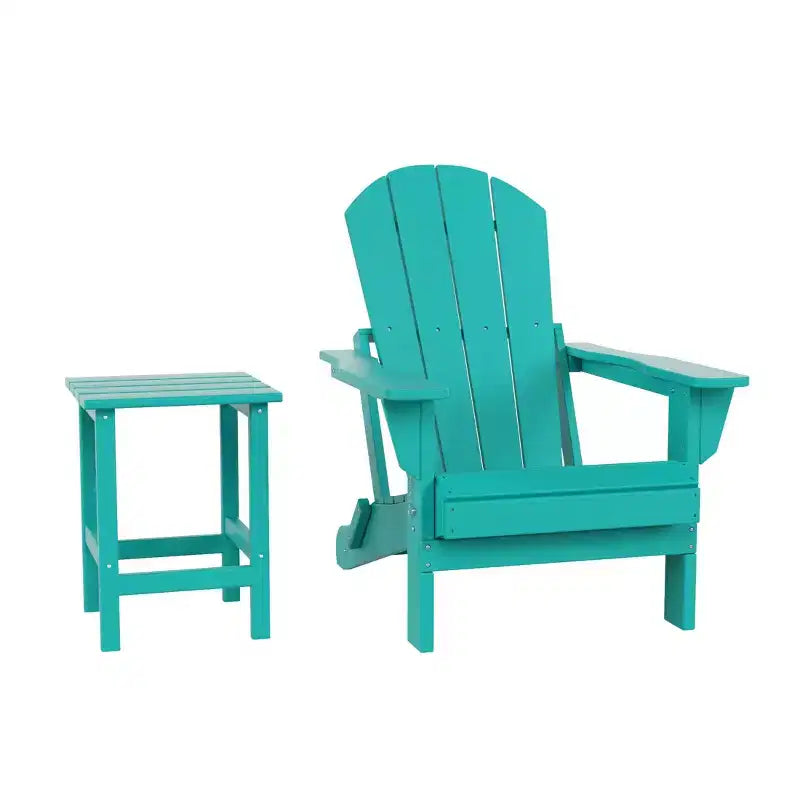 WestinTrends Malibu Set Sedia Adirondack Pieghevole da Esterno in HDPE con Tavolino (Set da 2 Pezzi)