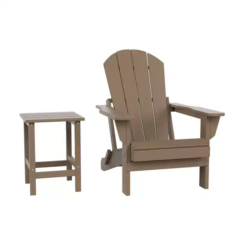 WestinTrends Malibu Set Sedia Adirondack Pieghevole da Esterno in HDPE con Tavolino (Set da 2 Pezzi)