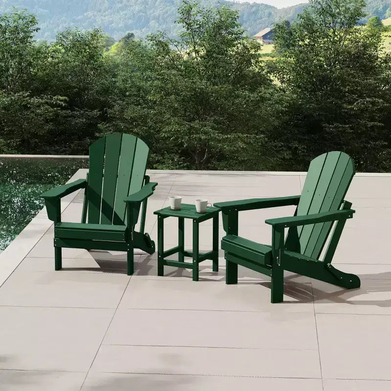 WestinTrends Malibu HDPE Set Conversazione Pieghevole da Esterno in Poly Adirondack (3 Pezzi)