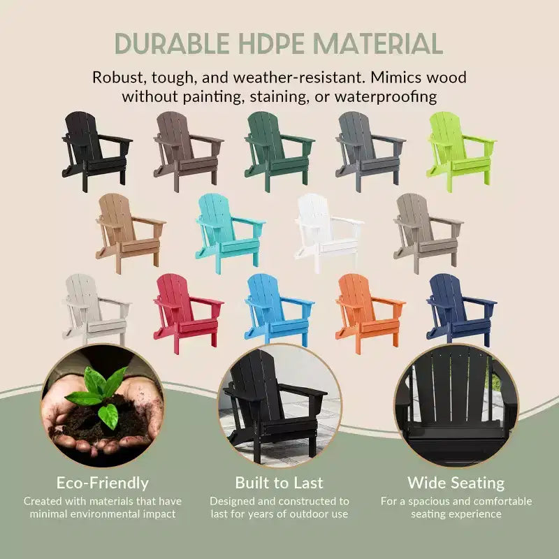 WestinTrends Malibu HDPE Set Conversazione Pieghevole da Esterno in Poly Adirondack (3 Pezzi)