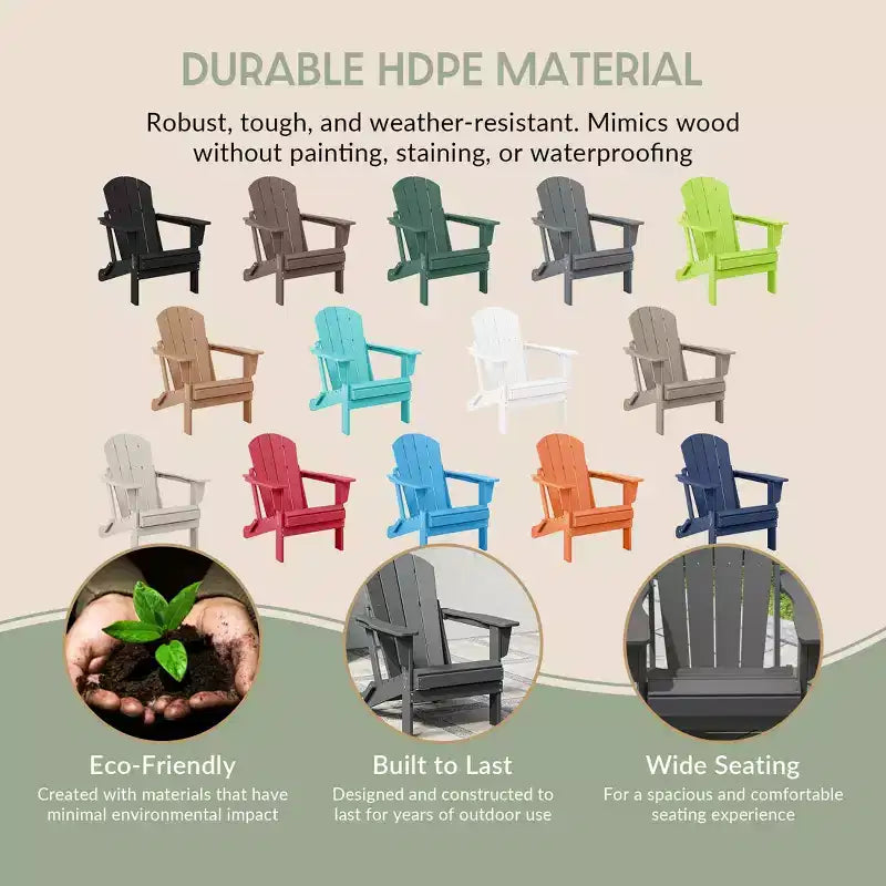 WestinTrends Malibu HDPE Set Conversazione Pieghevole da Esterno in Poly Adirondack (3 Pezzi)
