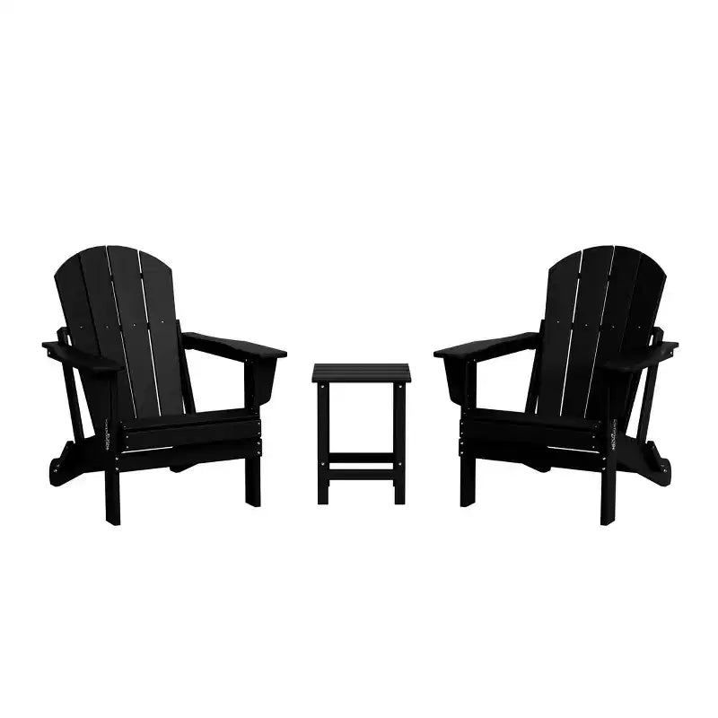 WestinTrends Malibu HDPE Set Conversazione Pieghevole da Esterno in Poly Adirondack (3 Pezzi)