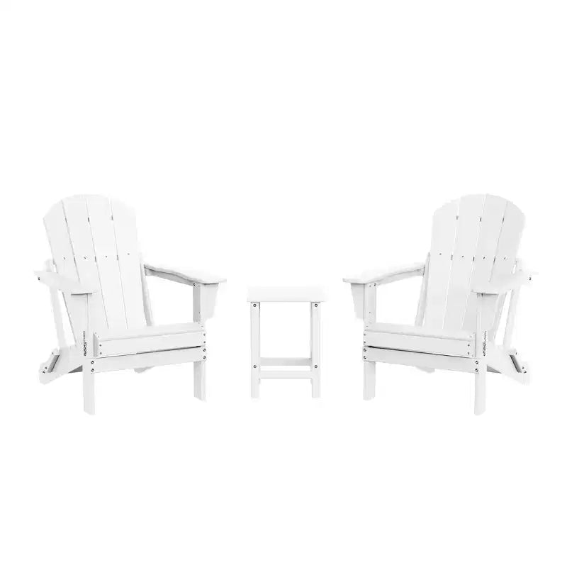 WestinTrends Malibu HDPE Set Conversazione Pieghevole da Esterno in Poly Adirondack (3 Pezzi)