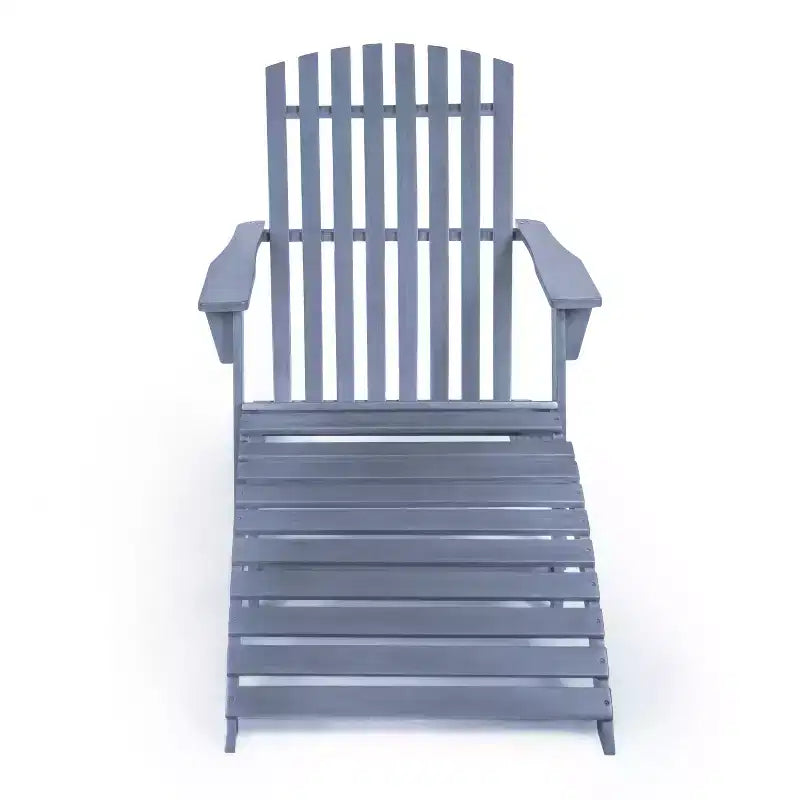 Sedia Adirondack tradizionale rustica Saranac in legno di acacia a 2 pezzi con poggiapiedi staccabile - JONATHAN Y