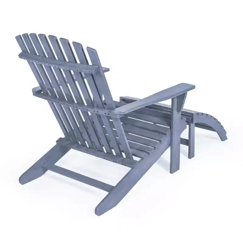 Sedia Adirondack tradizionale rustica Saranac in legno di acacia a 2 pezzi con poggiapiedi staccabile - JONATHAN Y