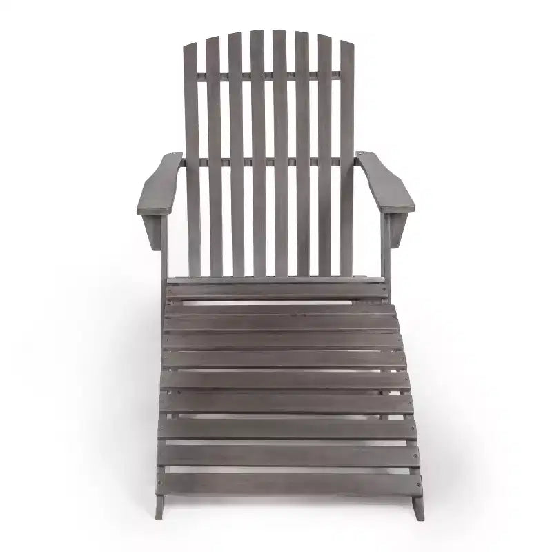 Sedia Adirondack tradizionale rustica Saranac in legno di acacia a 2 pezzi con poggiapiedi staccabile - JONATHAN Y