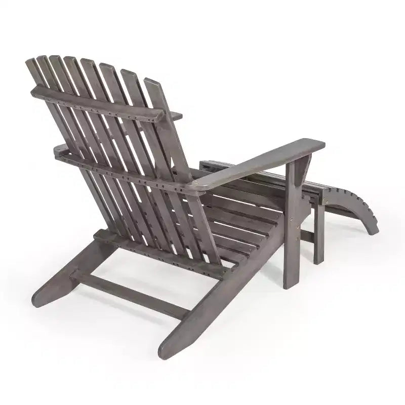 Sedia Adirondack tradizionale rustica Saranac in legno di acacia a 2 pezzi con poggiapiedi staccabile - JONATHAN Y