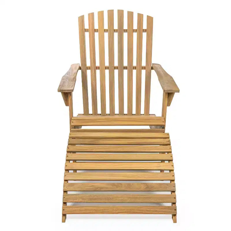 Sedia Adirondack tradizionale rustica Saranac in legno di acacia a 2 pezzi con poggiapiedi staccabile - JONATHAN Y