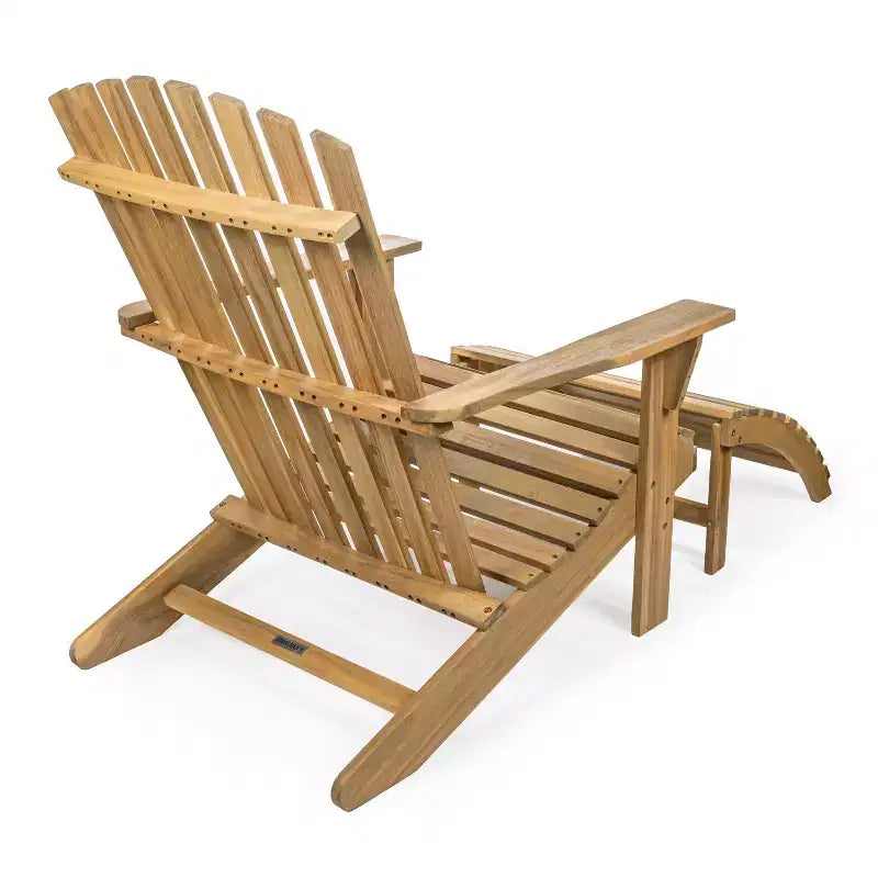 Sedia Adirondack tradizionale rustica Saranac in legno di acacia a 2 pezzi con poggiapiedi staccabile - JONATHAN Y