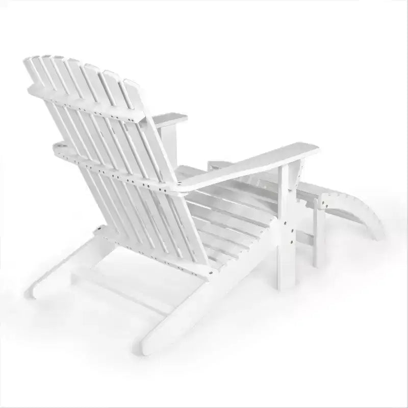 Sedia Adirondack tradizionale rustica Saranac in legno di acacia a 2 pezzi con poggiapiedi staccabile - JONATHAN Y