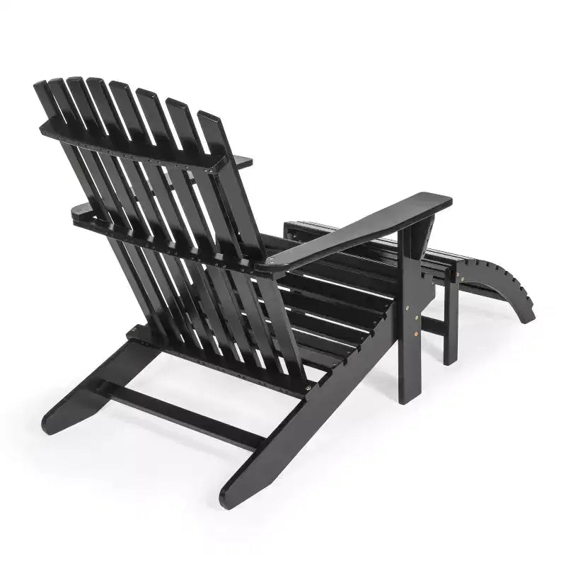 Sedia Adirondack tradizionale rustica Saranac in legno di acacia a 2 pezzi con poggiapiedi staccabile - JONATHAN Y