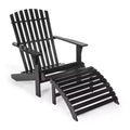 Saranac 2-Piece Traditional Rustic Acacia Wood Adirondack Chair with Detachable Ottoman- JONATHAN Y