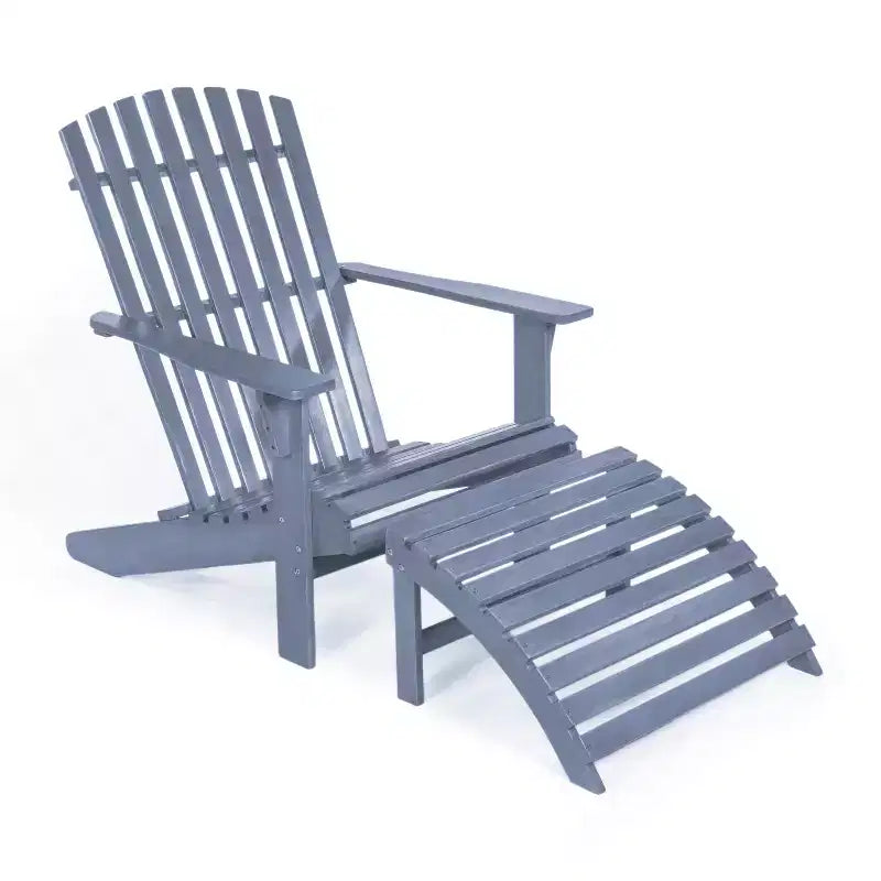Sedia Adirondack tradizionale rustica Saranac in legno di acacia a 2 pezzi con poggiapiedi staccabile - JONATHAN Y