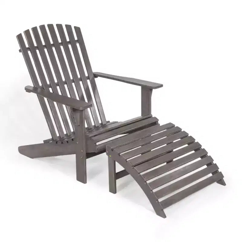 Sedia Adirondack tradizionale rustica Saranac in legno di acacia a 2 pezzi con poggiapiedi staccabile - JONATHAN Y