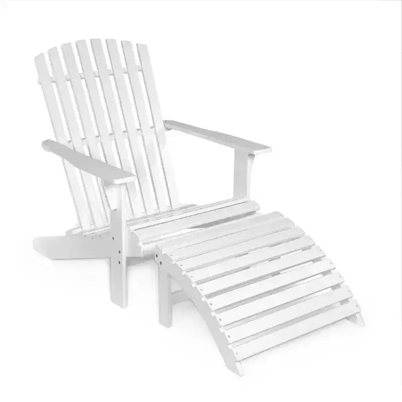 Sedia Adirondack tradizionale rustica Saranac in legno di acacia a 2 pezzi con poggiapiedi staccabile - JONATHAN Y