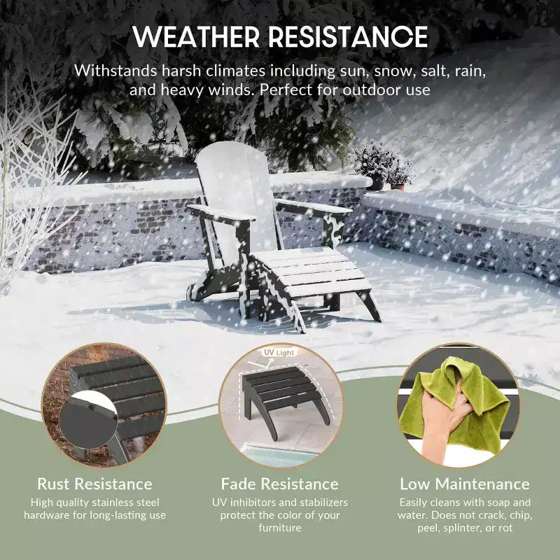 WestinTrends Sgabello poggiapiedi Poly Adirondack per esterni per tutte le stagioni